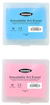 Yosogo Knådbart konstsuddgummi med fodral, paket med 2 (rosa och blå)