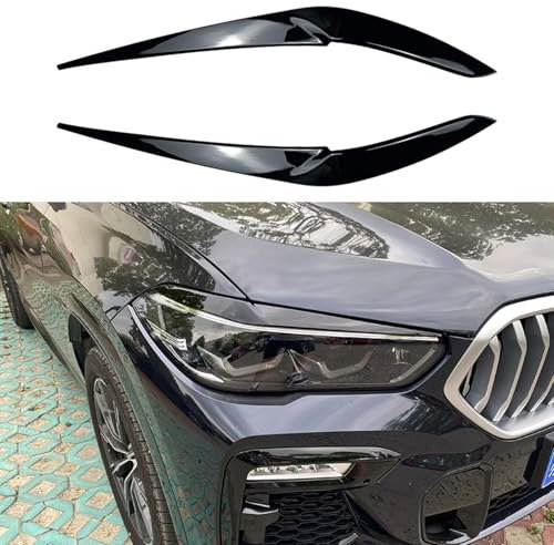 HIPATU 1 Paar Auto Scheinwerfer Augenbrauen für BMW X5 G05 X6 G06 2019-2023, Auto Scheinwerferblenden Autoscheinwerfer Augenbraue Augenlid Abdeckung Aufkleber Dekoration Zubehör,B/Gloss Black