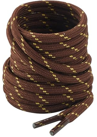 CCSOFTIME 2 Pairs Strong Work boot Laces Heavy-Duty for Berghaus Hiking, Walking, Steel Toe Cap Boots, 4.5mm Thick Round Shoelaces for Women, Men, Kids, Brown-Yellow-150CM