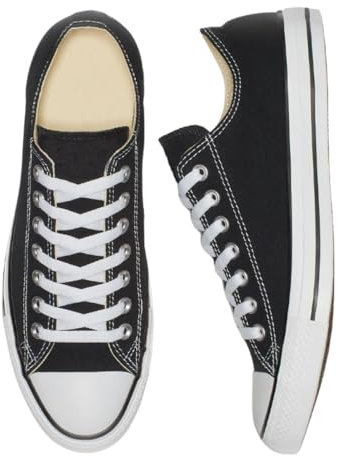 Mens Canvas Lace Up Sporty Low Top Outdoor Trainers Sneakers Pumps Plimsolls with Rubber Toe Cap Shoes (Black, UK Footwear Size System, Adult, Men, Numeric, Medium, 10)