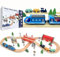 52 Piece Wooden Train Track Set with Battery Powered Train for Kids Age 3+, Wooden Toys