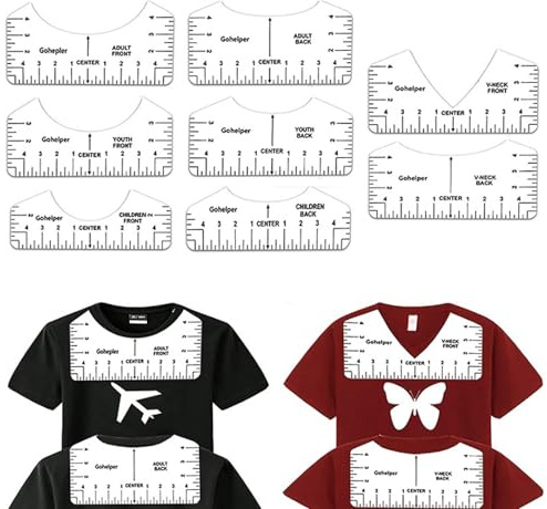 yufana 8 stycken T-shirt linjalguide, sylinjal, skjortjusteringsverktyg, storleksguide, justeringsverktyg T-shirt justeringsregler för vuxna, ungdomar och barn