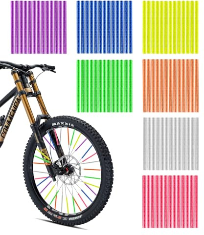 SUCCEFORT Juego de 84 reflectores coloridos para radios de bicicleta, reflectores de visibilidad de 360°, 7 colores, fácil montaje y desmontaje para radios de bicicleta