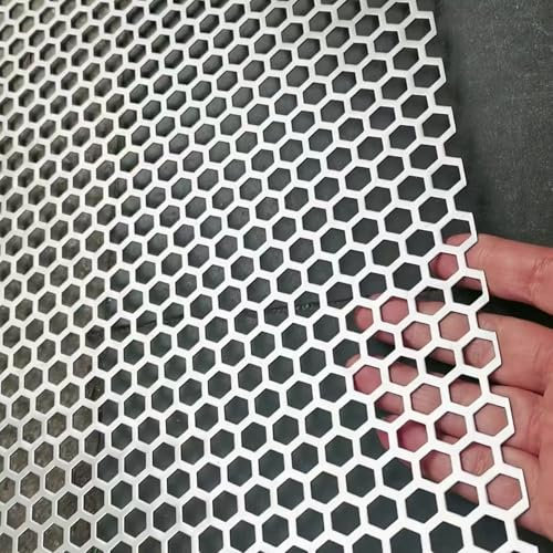 COYOUCO Lamiera Forata Acciaio Inox 304 Esagonale | Pannello Rete Metallica Decorativa | Griglia Ventilazione, Protezione Filtro per Mobili, Fai da Te & Esterni,Thick 1.3mm,20x20cm Dia 6mm