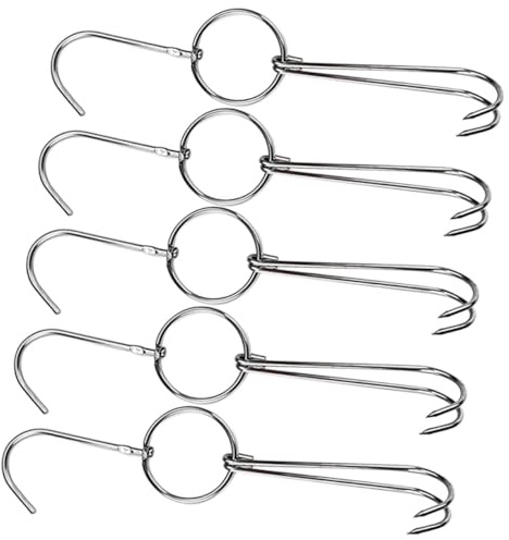 Warmhm 5pièces Lot De Crochets Doubles Acier Inoxydable Pour Viande Volaille Et Bacon Accessoires De Cuisine Résistants Et Pratiques Pour Rôtisserie Et Fumoir