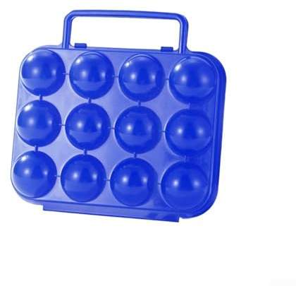 Boîte de transport en plastique pour 12 œufs avec poignée et serrure sécurisée, idéale pour le camping, les pique-niques et le transport d'œufs en plein air (bleu)