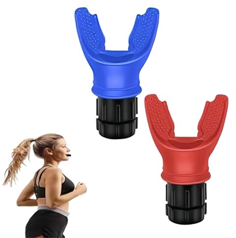 Fenglin-joy Entrenador Respiratoria, 2 piezas Dispositivo Ejercicio Respiración para Pulmones Herramienta Respiración Portátil con Resistencias Ajustables Mejora La Capacidad Pulmonar (Rojo, Azul)