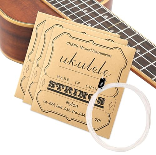QOWIJEX 3 Cuerdas de Nylon para Ukelele Juego de 4 Cuerdas, Nuevo Nylgut, Cuerdas de Nylon para Ukelele de Concierto/Soprano, Blanco