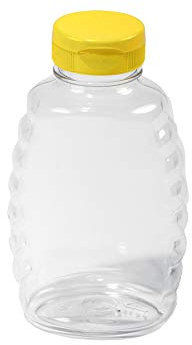 Little Giant® Plastic Honey Jar | Skep-Style Jar | Honey Squeeze Bottle with Flip-top Lid | Plastic Honey Bottle | 12 Pack | 16 Ounce