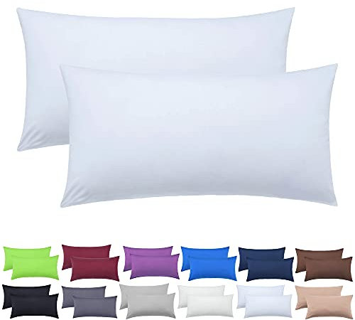NatureMark 2er Set Jersey Kissenbezüge – Elastisch, weich, atmungsaktiv und hautfreundlich – Waschbare Kissenhülle - 40x80 – Weiß