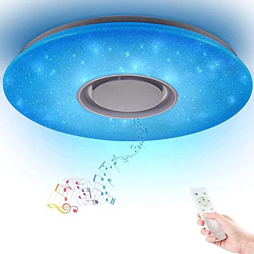 36W 40CM Deckenlampe LED Sternenhimmel WLAN mit Alexa/Google Home, LED Decwkenleuchte Bluetooth Lautsprecher Musik mit Fernbedienung Dimmbar Farbwechsel für Kinderzimmer Schlafzimmer Wohnzimmer