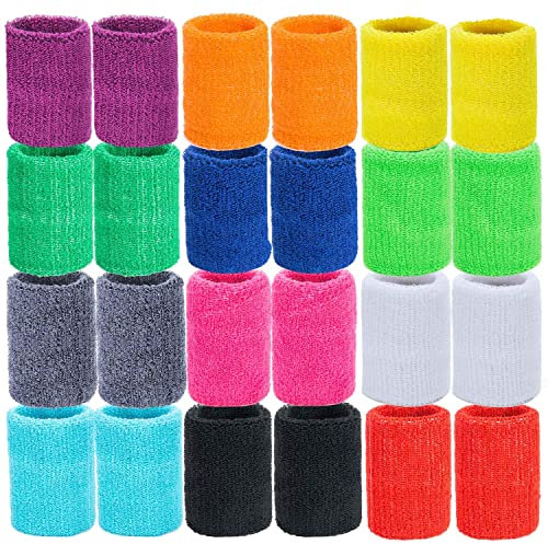 Czemo 24 Stück Schweissband Handgelenk Baumwolle Sport Wristbands Absorbierende Schweißbänder für Männer, Frauen und Kinder