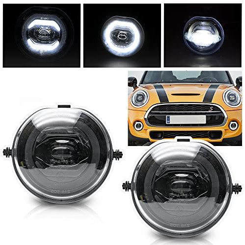 NSLUMO 2 Stück LED Nebelscheinwerfer Für Mini Cooper F54 F55 F56 F57 Halo Ring Tagfahrlicht Standleuchte