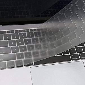MOSISO Tastaturschutz Kompatibel mit MacBook Pro 13 Zoll 2017 & 2016 Freisetzung A1708 No Touch Bar & Kompatibel mit MacBook 12 Zoll A1534 Tastatur Schutzfolie Cover (EU Layout), Klar