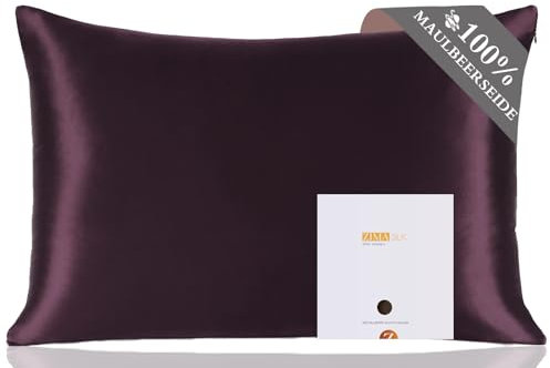 ZIMASILK Kissenbezug aus 100% Seide für Haare und Haut. Doppelseitige 19 Momme Reine Maulbeerseide Kissenhülle mit Reißverschluss, 1 Stück.(40x80cm, Lila)
