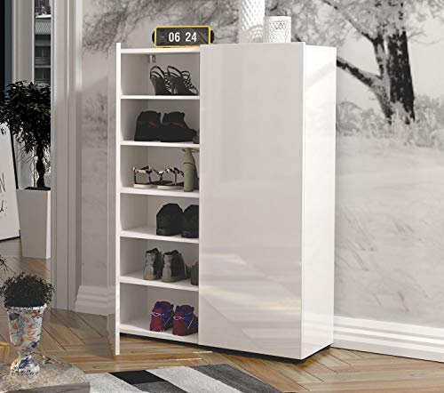 möbelando Schuhschrank Dielenkommode Flurschrank Schuhkommode Schrank Flurmöbel Glossy I