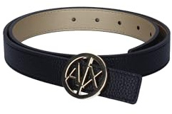 Armani Exchange Damen Gürtelschnalle mit Logo, schwarz/gold, 95 cm