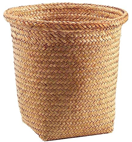 Zerodeko Bidone Della Spazzatura Cesto Di Paglia Contenitore Floreale Cestino Organizer in Sporco Cesto Vestiti Pattumiera Da Bagno in Vimini Di Legno Alga Marina Cestino Intrecciato