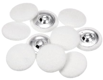 sourcing map 10pcs 40L Fabric Cloth Covered Button 25mm Round Holes Metal Shank Sewing Buttons for Suits Dress Blouses, White