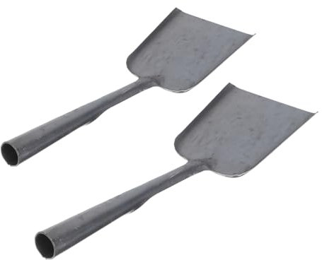 QUMIIRITY 2stücke Metall Schaufeln Haushaltsschaufeln Küchenbedarf Grillkohleschaufeln Outdoor-Schaufel Kompakt Verschleißfest Rostfrei