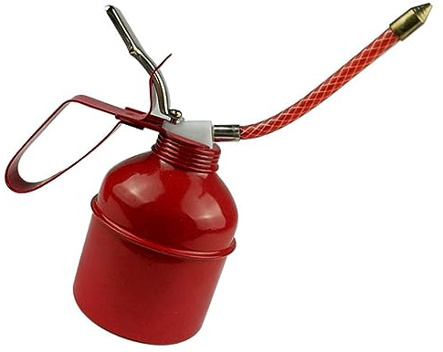 Distributeur d'Huile Manuel avec Tuyau – Bidon d'Huile en Acier pour Huile Moteur, Pistolet à Huile à Pompe Manuelle – pour les Voitures, Motos et machines. (400ml)