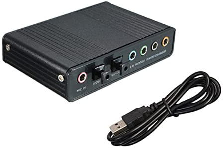 Swiixxer USB 6-kanals optiskt ljudkort 5.1 extern Reverb ljudkortkonverterare 48 kHz samplingsfrekvens stöd Win7 svart