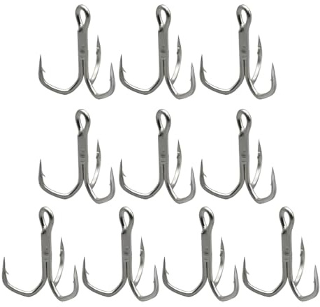 Wsdsgz Lot de 10 hameçons triples tressés pour pêche en mer très résistants