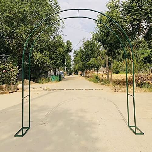Arco de jardín metálico Extra Ancho con Base, Resistente a la Intemperie, con Enrejado de Rosas para decoración de Bodas y Jardines, Color Negro, 240 x 220 cm (Verde Oscuro, 300 x 220 cm)
