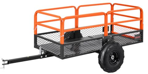 VEVOR Rimorchio da Giardino per Rimorchio per ATV UTV, Carrello Ribaltabile in Acciaio Pannello Posteriore Rimovibile, Carrello da Giardino per Trasporto per Tosaerba Carico max. 725 kg