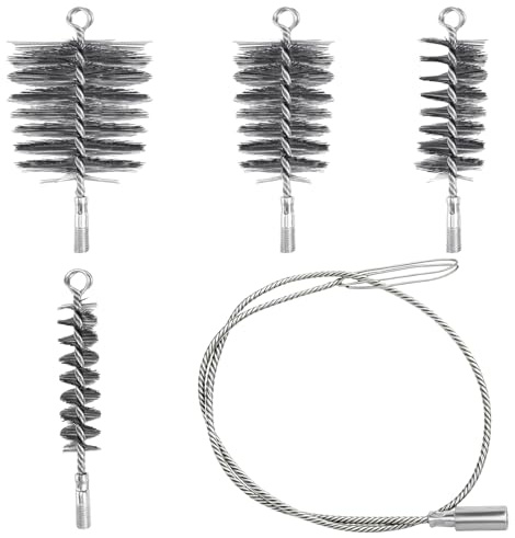 Juego de 5 cepillos para tubos de estufa, cepillo para chimenea, cepillo para caldera, escoba de chimenea, escoba para limpiar chimeneas y calderas (30/50/80/150 mm)