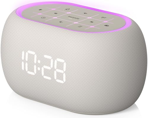 ANJANK Radio-réveil numérique 4 en 1 avec haut-parleur Bluetooth, réveil avec veilleuse 7 couleurs, radio FM, écran à intensité variable en continu de 0 à 100 %, 8 sonneries, réveil numérique pour