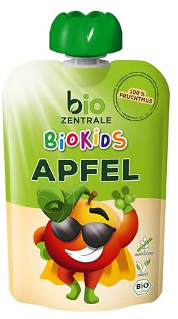 biozentrale BioKids Fruchtmus Beutel Apfel | 12x 90 g Früchte | Quetschbeutel & Quetschies mit 100% Frucht | Idealer Früchtebrei & Fruchtpüree ohne Zuckerzusatz