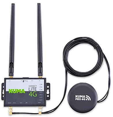 KUMA CONNECT PRO 4G Router with SIM Slot Unlocked - 150Mbps Portable WiFi Router & Outdoor Antenna for Caravan Motorhome Boat - UK/EU Network Mobile Broadband LTE Hotspot Kit - Plug&Play 12vDC/240vAC