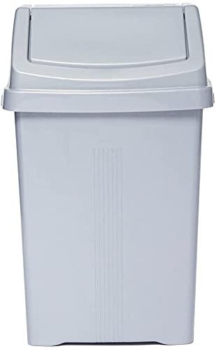 HOMION 50L Swing Bin White,Silver,Teal,Purple,Cream Rubbish Dustbin Plastic Lided Bins Home Kitchen Office (Soft Grey)