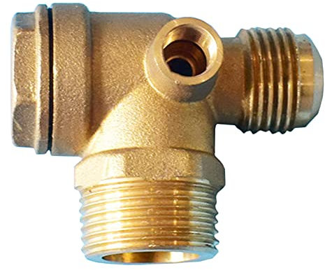 Anawakia Valvola di non ritorno, valvola di non ritorno del compressore, filettatura esterna a 3 vie, in ottone 90 gradi, valvola di non ritegno per compressore d'aria 1/2 x 3/4 x 1/8