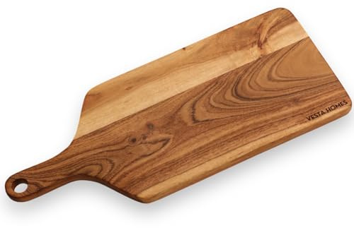 Vesta Homes Wooden Chopping Board/Cutting Board/Serving Board,Charcuterie Board, Platter/Plate for Vegetables, Fruits & Cheese | Natural Acacia Wood | 42 x 18 x 1.5 cm | Handcrafted