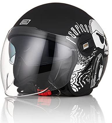ORIGINE Casque de Moto Jet Casque Scooter avec Double Visière Homologué ECE 22 - 06