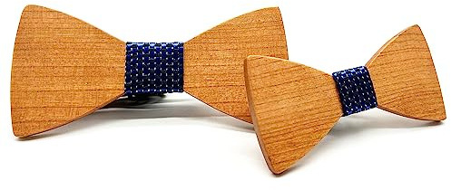 HZQIFEI Conjunto de Pajarita de Madera - 2 Piezas para Hombre e Infantil
