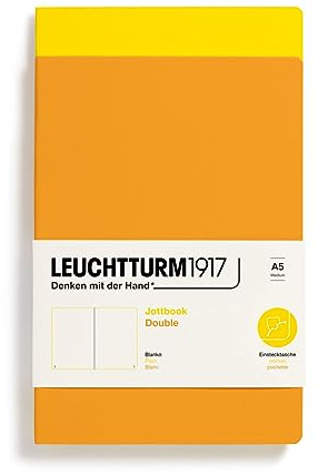 LEUCHTTURM1917 368177 Jottbook (A5), 59 Numbered Pages, Plain, Lemon and Rising Sun, Pack of 2