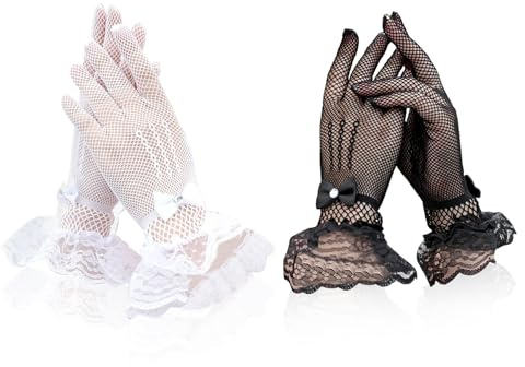 COACOM Spitzenhandschuhe - Weiße Netzhandschuhe aus Spandex, Atmungsaktiv für Sommer