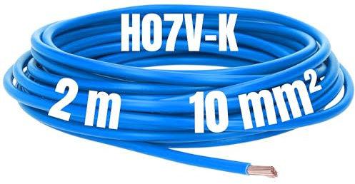 Kalitec 2 Meter H07V-K 10 mm² blau Verdrahtungsleitung I Aderleitung flexibel I Litze 10mm2 I Verdrahtung feindrätig I Einzelleitung Zählerschrank I Kabel eindrähtig für Schaltschrank