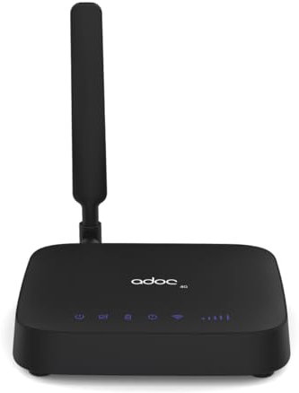 ADOC Caja de Voz V4, Convierte la señal móvil 2G/3G/4G en una línea Fija FXS. Compatible con Teleasistencia. Punto Acceso WiFi Hotspot. 2 Conectores RJ11.