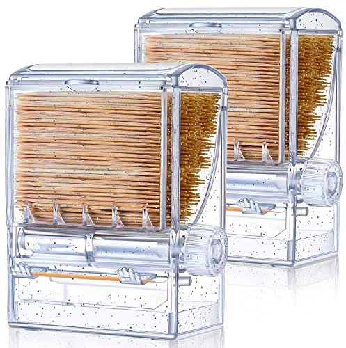 Tessco for you 1 Pieces Toothpick Dispenser Creative Clear Knob Switch Acrylic Toothpick Holder Automatic Box for Table Kitchen Home Restaurant Party