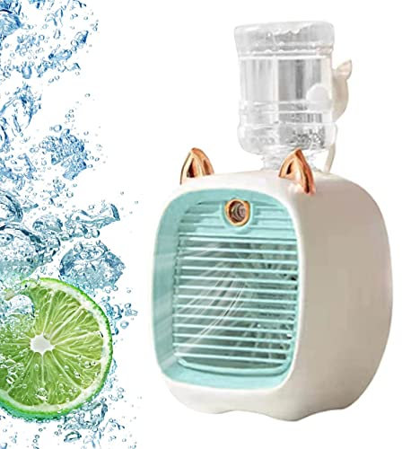Climatiseur, mini refroidisseur d'air avec réservoir d'eau de 270 ml, USB Chargement de refroidisseur d'air évaporatif à 3 vitesses, refroidissement personnel silencieux, bureau pour le bureau à domi
