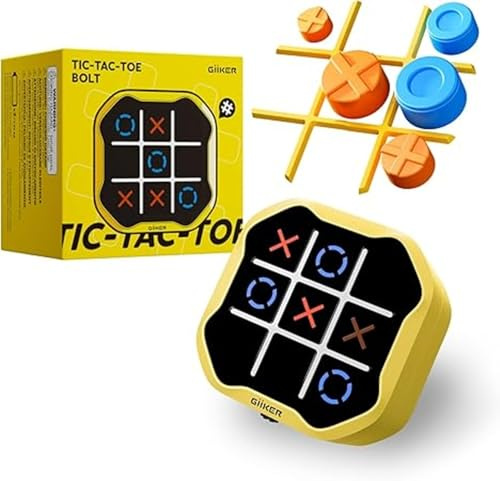 GiiKER Tic Tac Toe Bolt Game, 3-i-1 bärbar pusselspelkonsol, bärbara resespel för utbildning och minnesutveckling, födelsedagspresenter för alla åldrar
