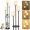 Rayofly Dimmbare Stehlampen für das Wohnzimmer, 3-Lichter moderne Stehlampe mit Regalen, Regal Stehlampe mit Leinenschirmen & 3-Wege-Fußschalter, schwarze Stehlampen für Wohnzimmer Schlafzimmer Büro