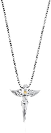 CRAFTD - Silver Angel Pendant Necklace - Durable 316L Stainless Steel & Rhodium - 20.5 Silver Chain Link with 20MM x 20MM Pendant - Waterproof, Heat & Sweat Resistant - Gifts for Men - Men's Jewelry