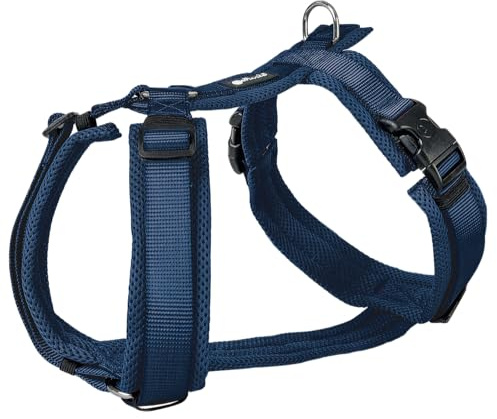 Petlando Hundegeschirr Mesh Y-Comfort – weich gepolstert, stufenlos verstellbar, besonders leicht und atmungsaktiv, fellschonend, ergonomisch – L, Navy