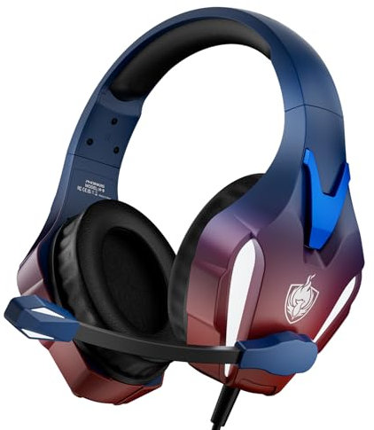 YOTMS PS4 Gaming Headset für Xbox One, PS5, PC, H-9 Wired Gaming Headset mit Bass Surround, Over Ear Gaming Kopfhörer mit Mikrofon, 3.5mm Schnittstelle (Elektrisches Blau)