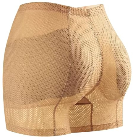 Mujer Bragas con Relleno - Realzador De Cadera Sexy De Gran Tamaño Esponja Extraíble Malla Acolchada Transpirable Cintura Baja Reloj De Arena Empuje hacia Arriba Lencería De Culo Falso,Beig